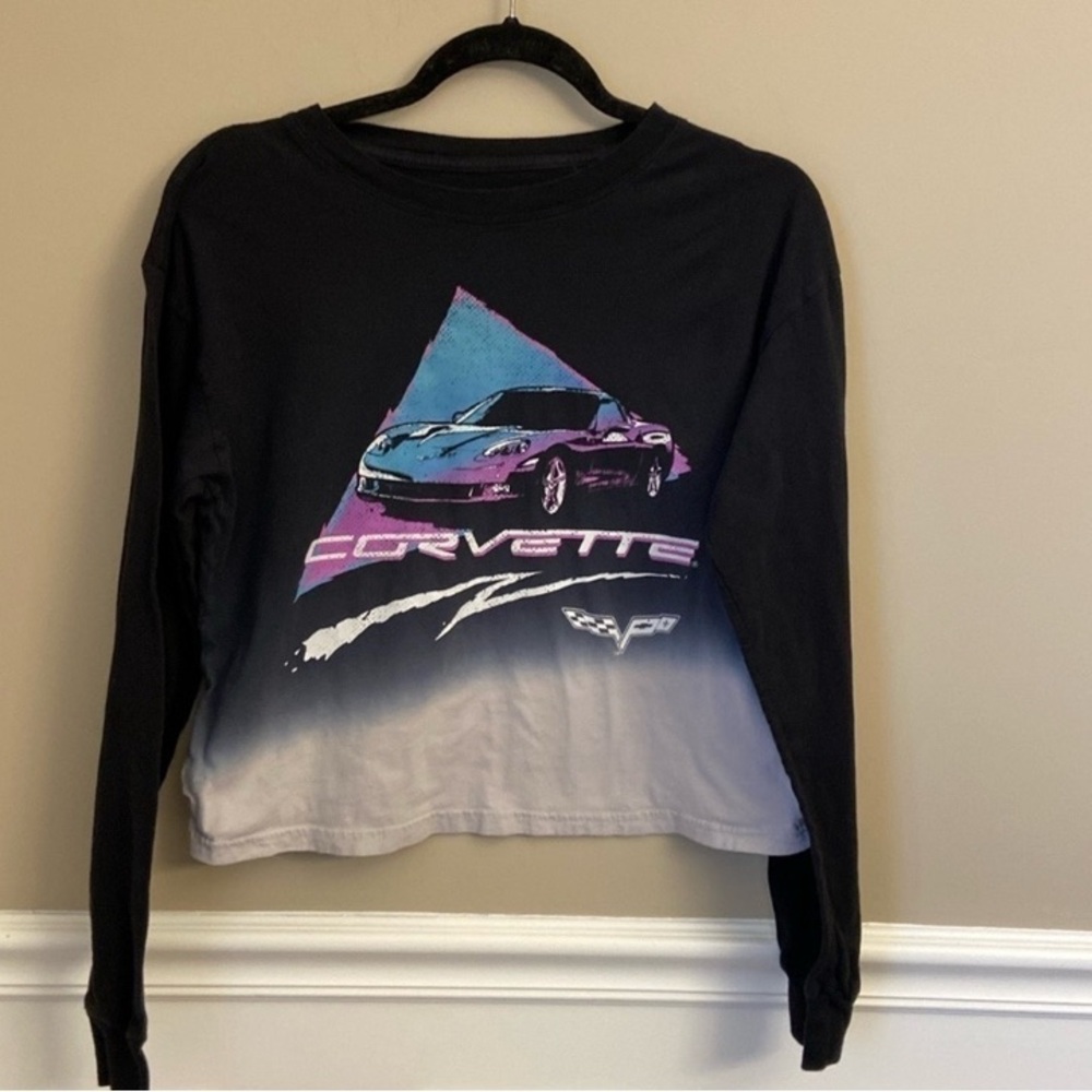 GM‎ Corvette Graphic Long Sleeve 100% Cotton Ombre Tshirt - Size Small